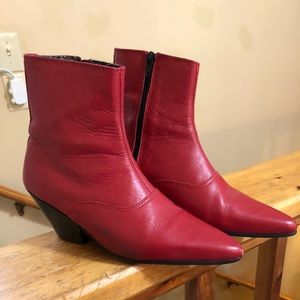 London Underground Vintage Pointy Red Boots sz 38 /7.5